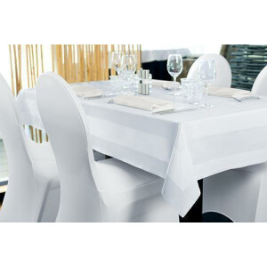 Tischdecke Baumwolle mit Satinband Weiß 180x180cm