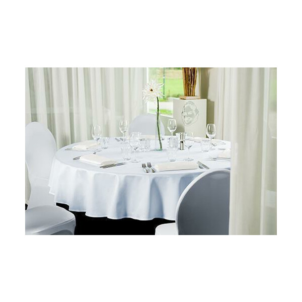 Table-cloth made of cotton with satin tie - white 160cm diameter