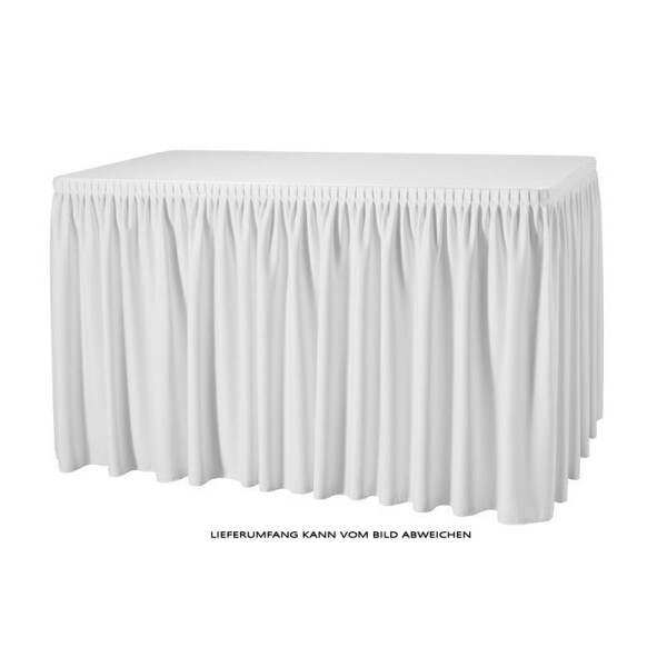 Table-skirting made of polyester pleated fabric 410x73cm white
