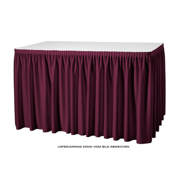 Table-skirting made of polyester pleated fabric 410x73cm bordeaux