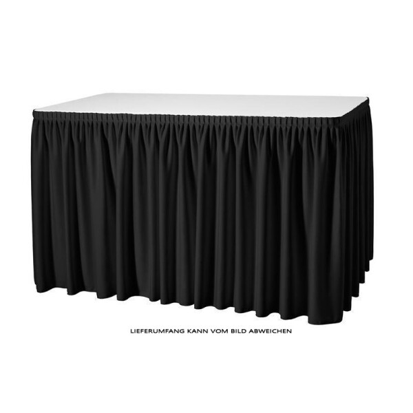 Table-skirting made of polyester pleated fabric 490x73cm black