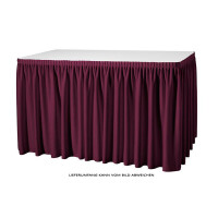 Table-skirting made of polyester pleated fabric 490x73cm bordeaux