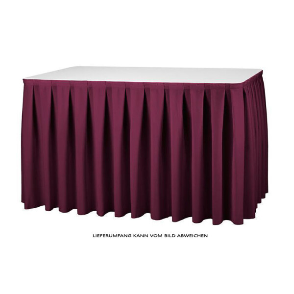 Table-skirting made of polyester inverted pleat 410x73cm bordeaux