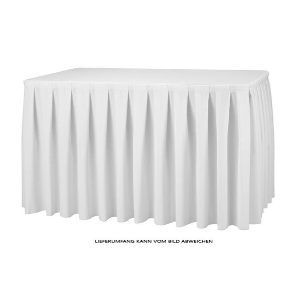 Table-skirting made of polyester inverted pleat 490x73cm white