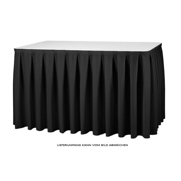 Table-skirting made of polyester inverted pleat 490x73cm black