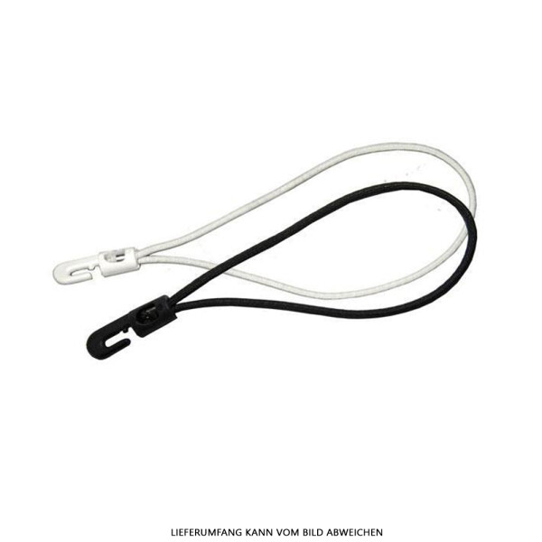 25x Elastic loops with mini hook 25cm, white or black