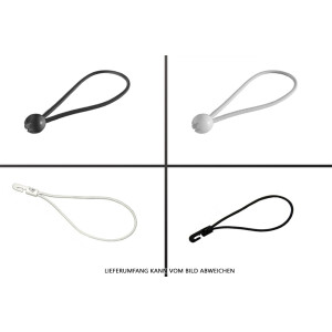 Elastic loop with mini hook 25cm white black / with or...